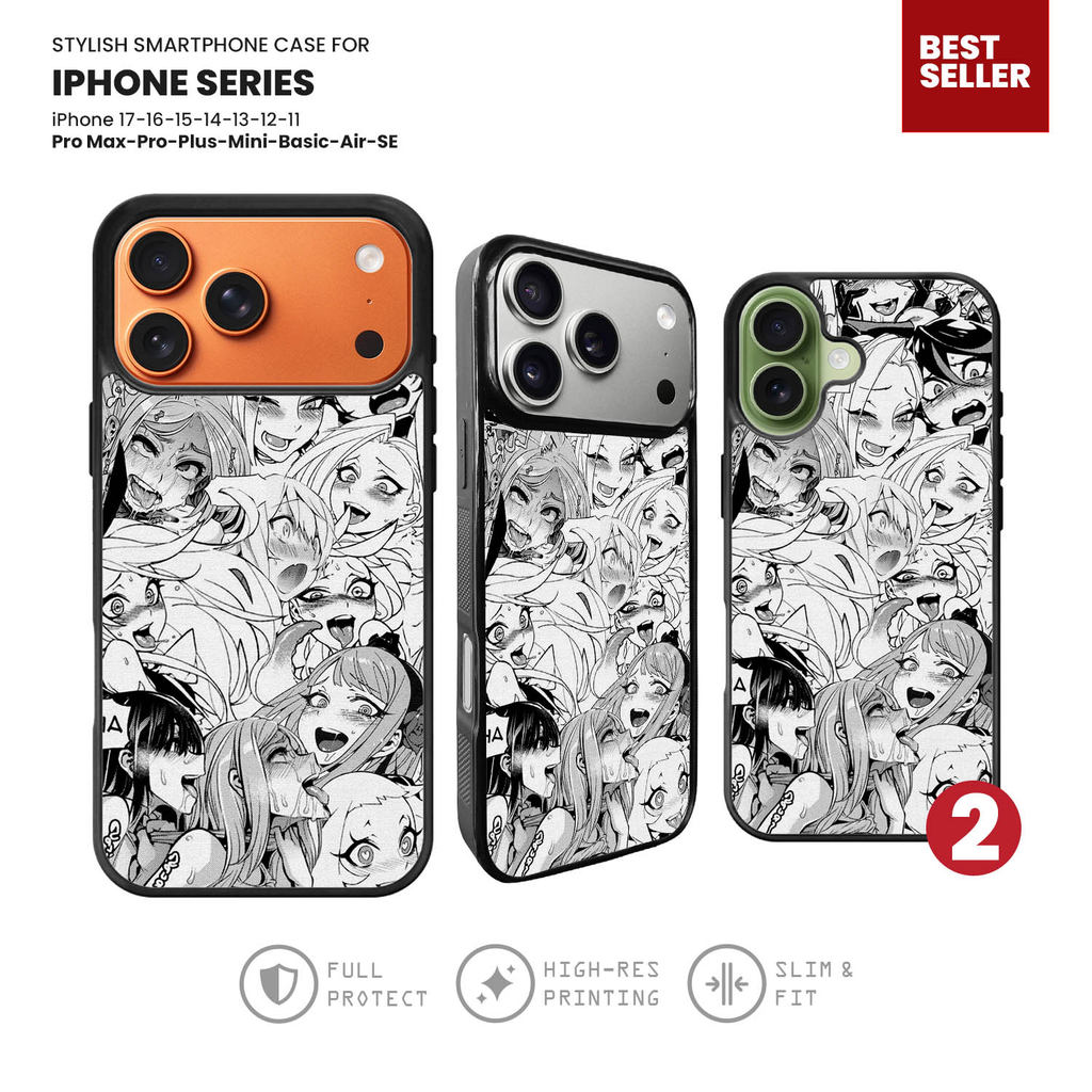 Case Softcase Hardcase Hybrid TPU Custom iPhone 17 16 15 14 13 12 11 Pro Max Plus Mini Ahegao Face M