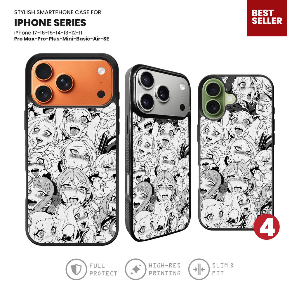 Case Softcase Hardcase Hybrid TPU Custom iPhone 17 16 15 14 13 12 11 Pro Max Plus Mini Ahegao Face M