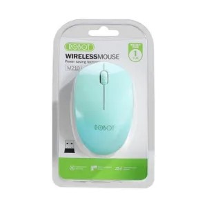 Mouse Wireless Robot M210 USB Mouse-Biru Muda