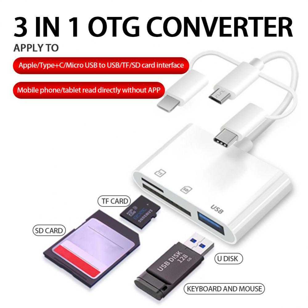 Pembaca Kartu 3in1 MicroUSB OTG Kartu SD MicroSD USB 3.0 Lightning Card Reader 3in1 MicroUSB OTG SD 