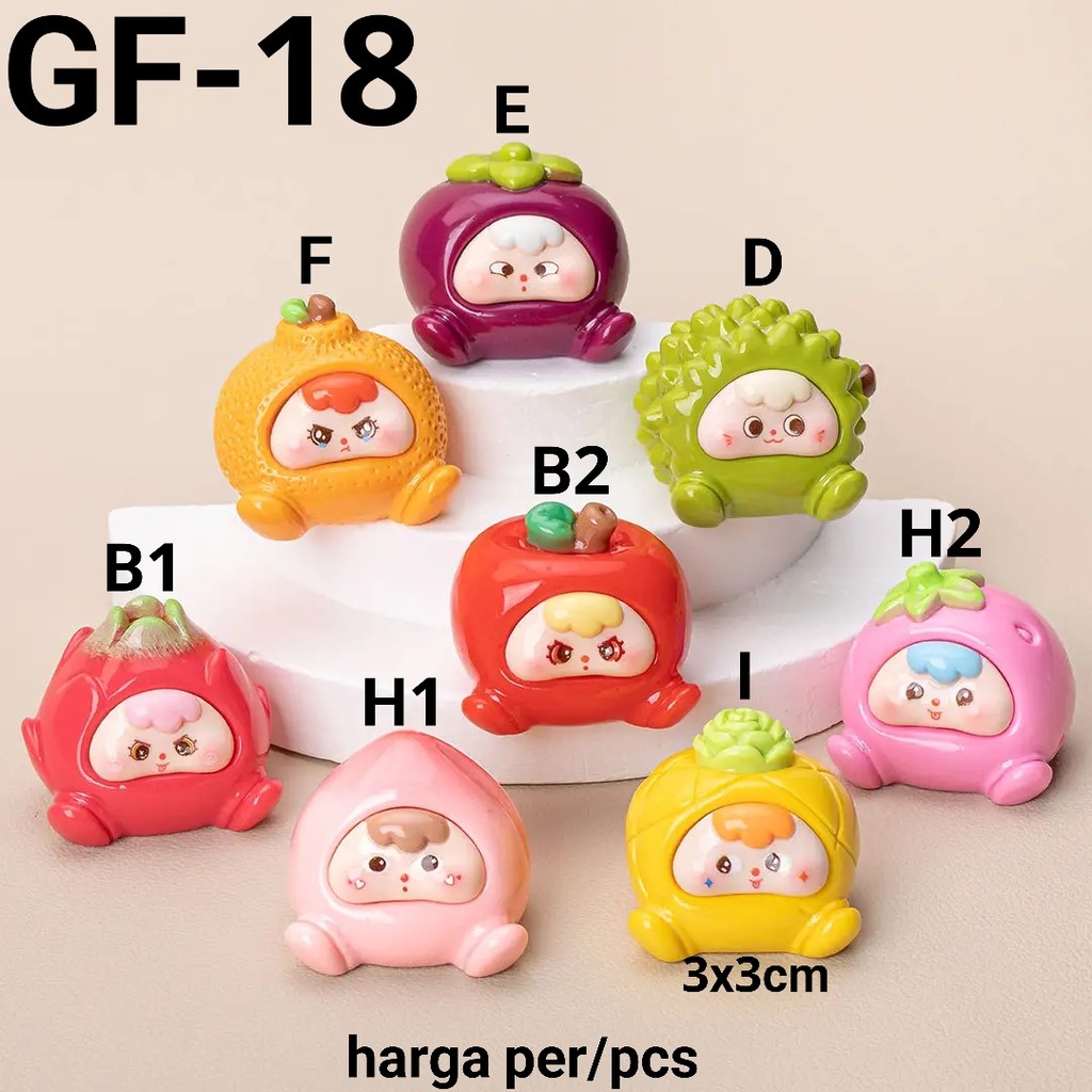 GF-18 Resin clay 3d diy buah glossy naga jeruk manggis durian apel nanas  manik kalung gantungan hp 