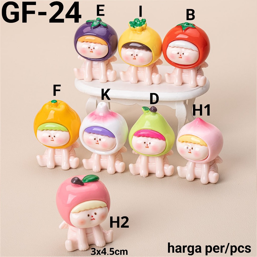 GF-24 Resin clay 3d diy angel buah glossy jeruk manggis apel tomat pir  manik kalung gantungan hp ku