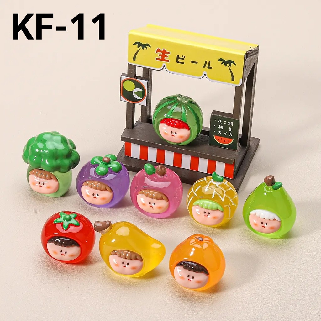 KF-11 Resin clay 3d diy buah sayur terong ungu mangga tomat apel jeruk pir semangka  manik kalung ga