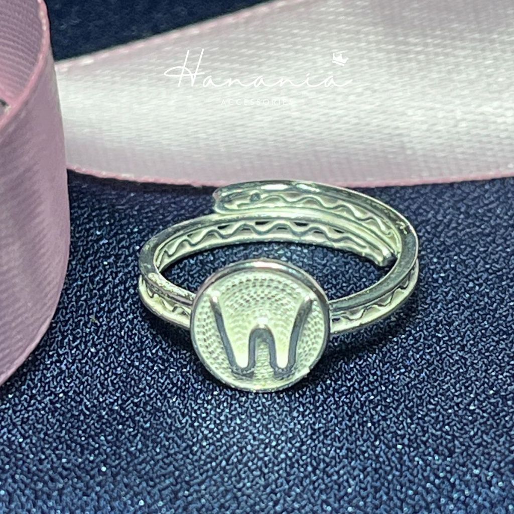 Hanania - Jewelry Cincin Silver / Perak, H099 Cincin Motif Huruf W, Filigree, Cincin bisa dipakai pr