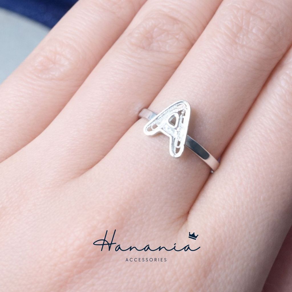 Hanania - Jewelry Cincin Silver / Perak, H104 Cincin Bentuk Huruf A, Filigree, Cincin bisa dipakai p