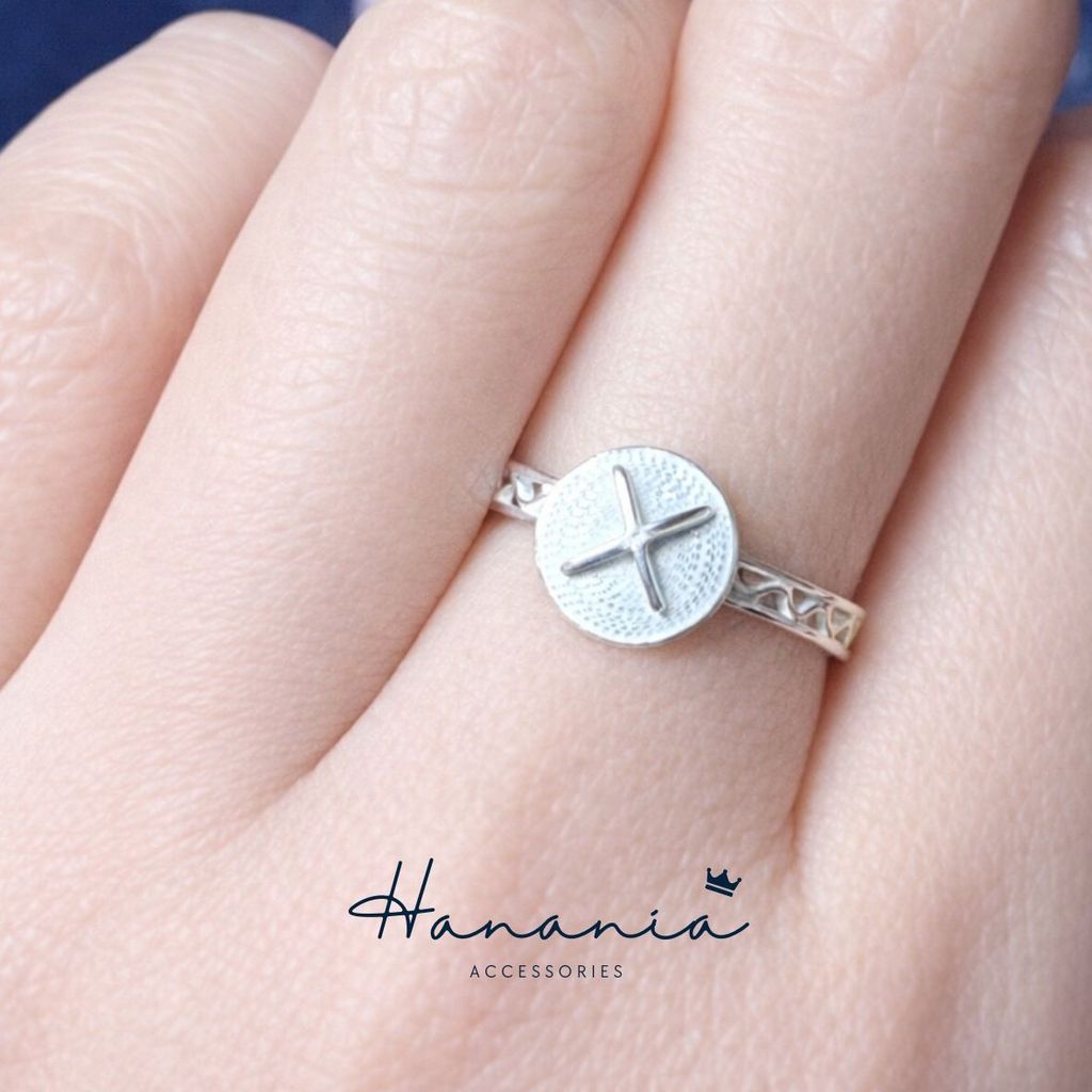 Hanania - Jewelry Cincin Silver / Perak, H100 Cincin Motif Huruf X, Filigree, Cincin bisa dipakai pr