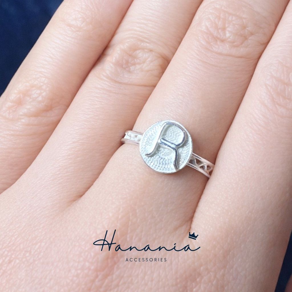 Hanania - Jewelry Cincin Silver / Perak, H094 Cincin Motif Huruf R, Filigree, Cincin bisa dipakai pr