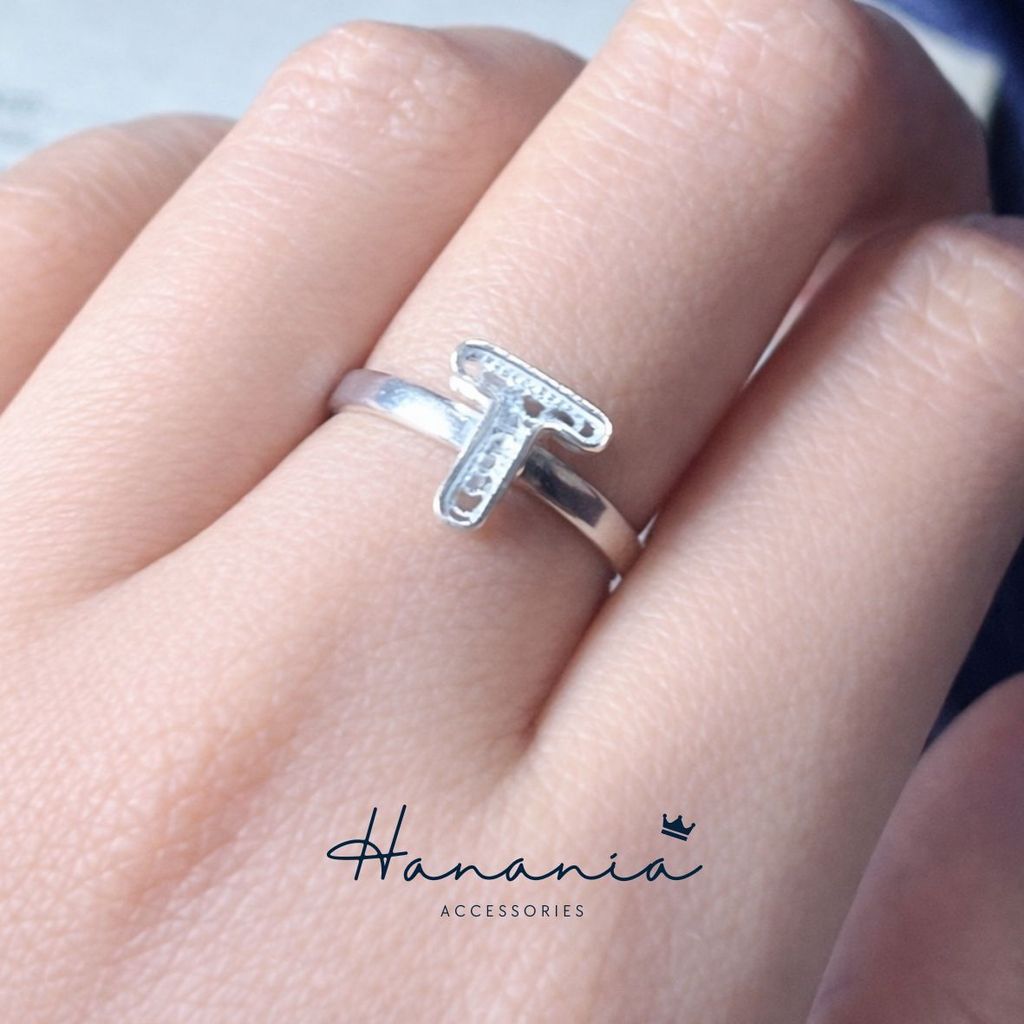 Hanania - Jewelry Cincin Silver / Perak, H112 Cincin Bentuk Huruf T, Filigree, Cincin bisa dipakai p