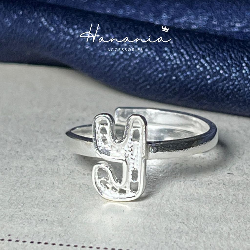 Hanania - Jewelry Cincin Silver / Perak, H115 Cincin Bentuk Huruf Y, Filigree, Cincin bisa dipakai p