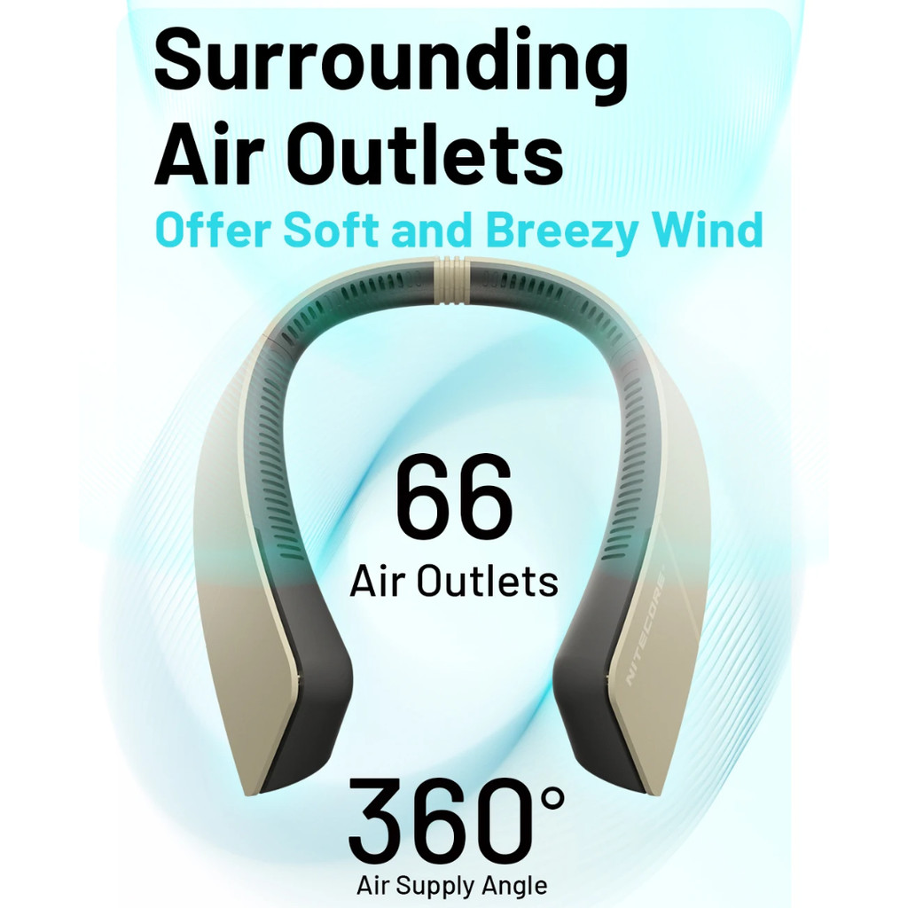 SB7 NITECORE Kipas Angin Portable Bladeless Neck Mini Cooling Fan 4000mAh - NEF20 Baru