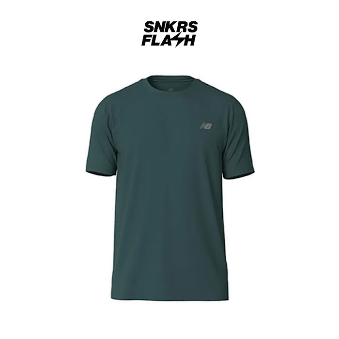 NEW BALANCE Nb Run Tshirt Green Kaos Lengan Pendek Pria - LMT41222S