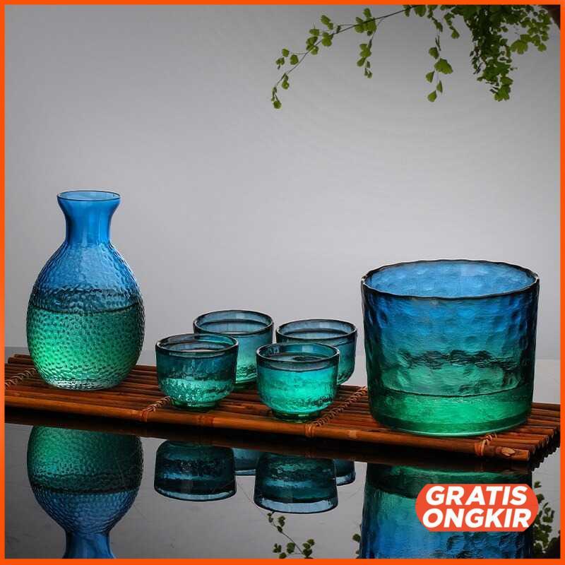 Set Teko Gelas Kaca Borosilikat Kopi Teh 4 Cangkir 1 Teko 1 Gelas - FC174