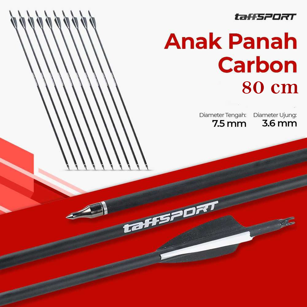 SeaBlingz - TaffSPORT Anak Panah Carbon Sport Equipment Spine 500 80cm 12 PCS - CE31 (Camping & Hiki