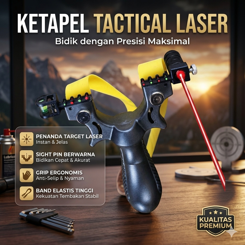 Ketapel Ikan Burung Berburu Laser Akurasi Tinggi Karet Flatband Ergonomis Tactical Kuat Presisi Mura