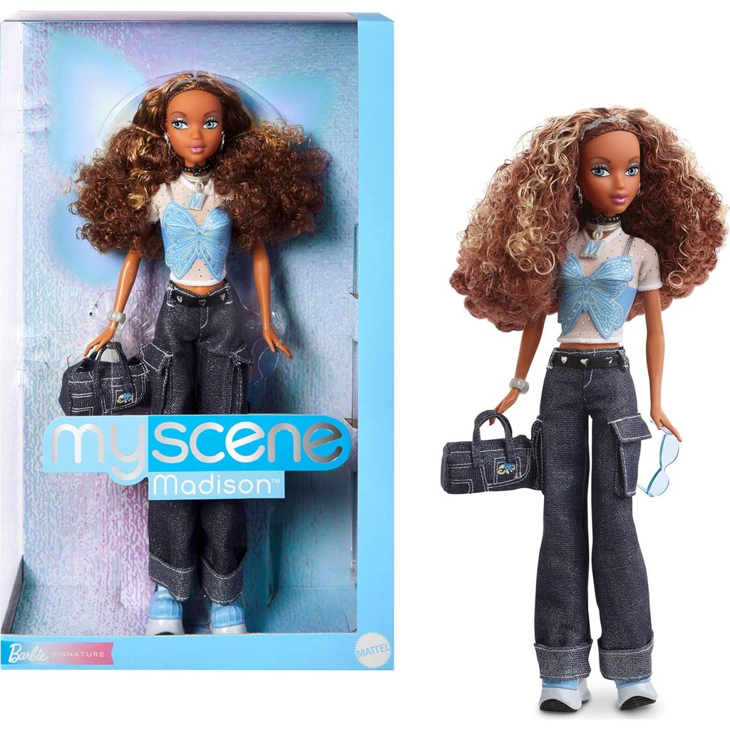 Barbie Signature My Scene Madison Doll & Accessories, Y2K-Inspired Outfit with Butterfly Top
