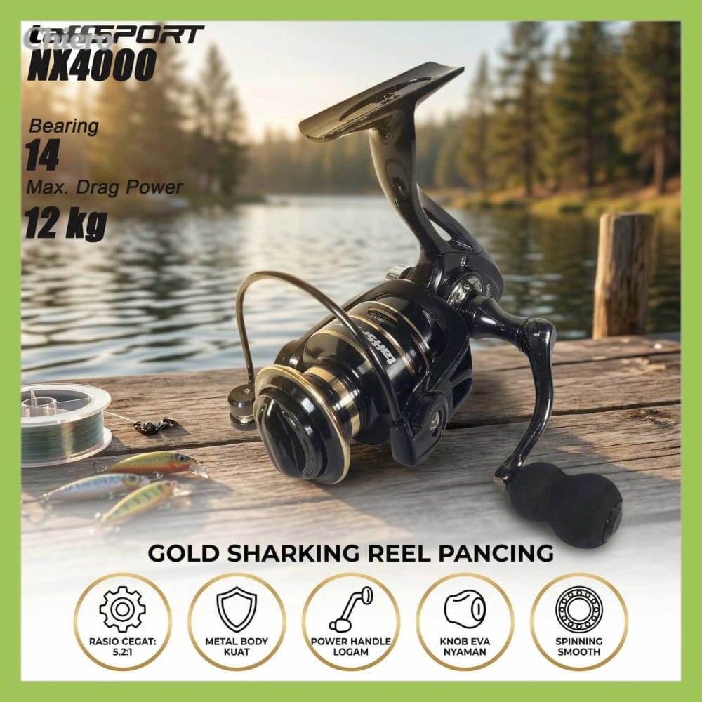 TaffSPORT Reel Pancing Spinning Fishing Reel 5.2:1 4000 - NX4000