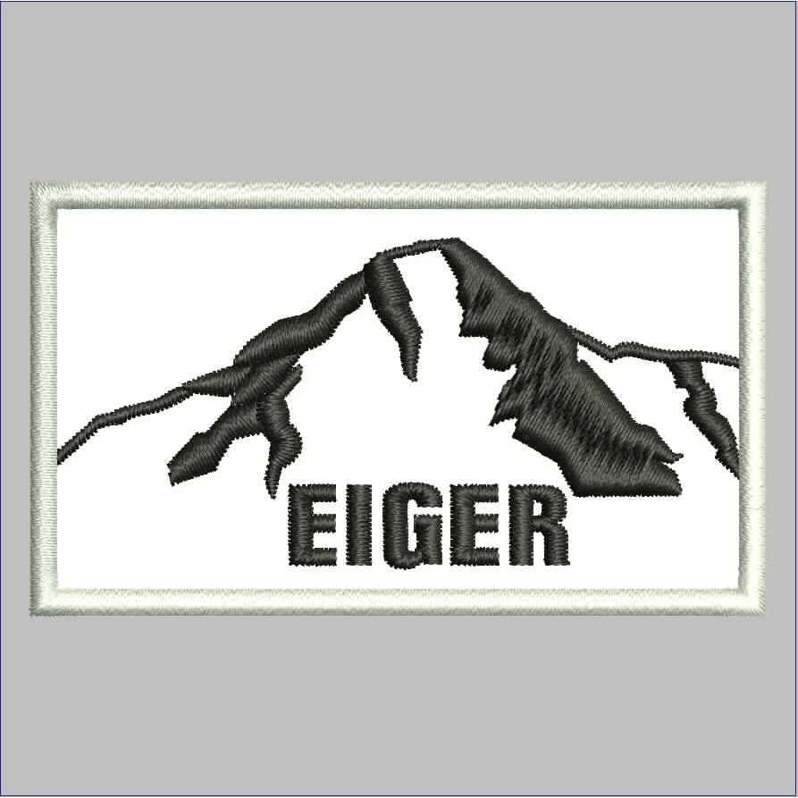 EMBLEM PATCH BORDIR GAMBAR EIGER GUNUNG PUTIH HITAM EMBROIDERY - 67 Bordir