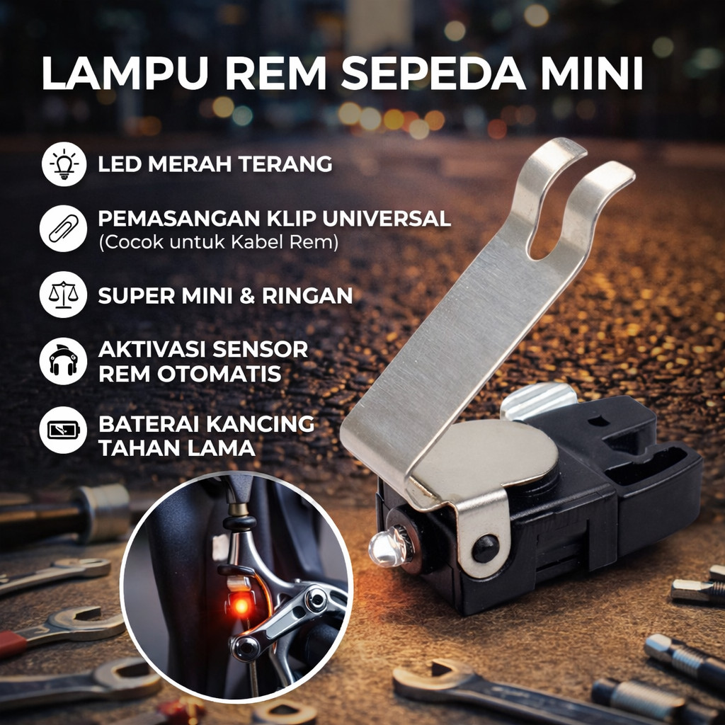 Lampu Belakang Sepeda Mini LED Waterproof Safety Rear Light Baterai Kancing Praktis Terang