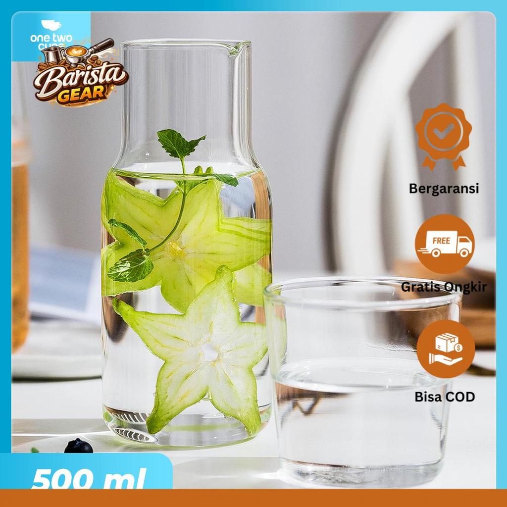 One Two Cups Set Teko Gelas Kaca Kopi Teh 1 Teko 1 Gelas - 0007G-C