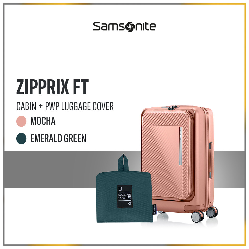 Samsonite Koper Zipprix FT Cabin Mocha + Foldable Luggage Cover Cabin