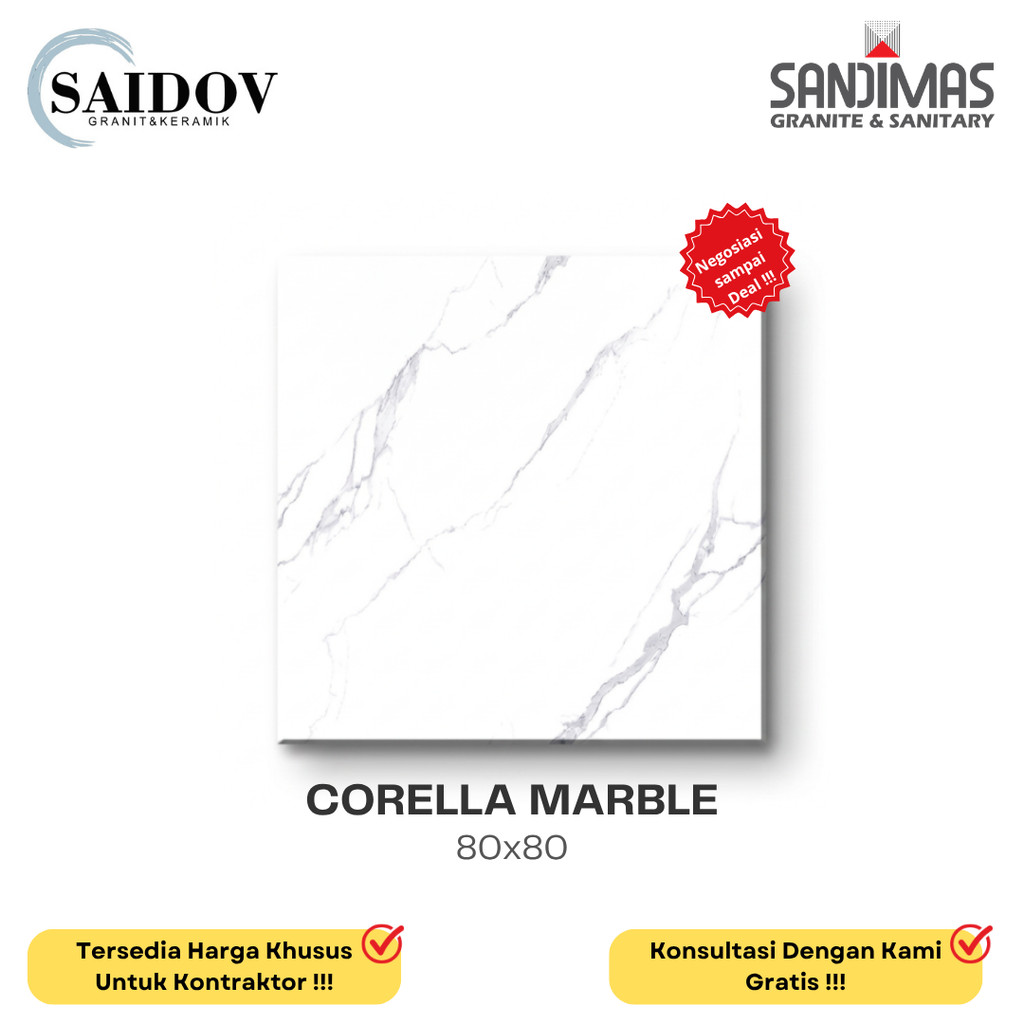SANDIMAS LANTAI GRANIT CORELLA MARBLE 80X80 POLISHED