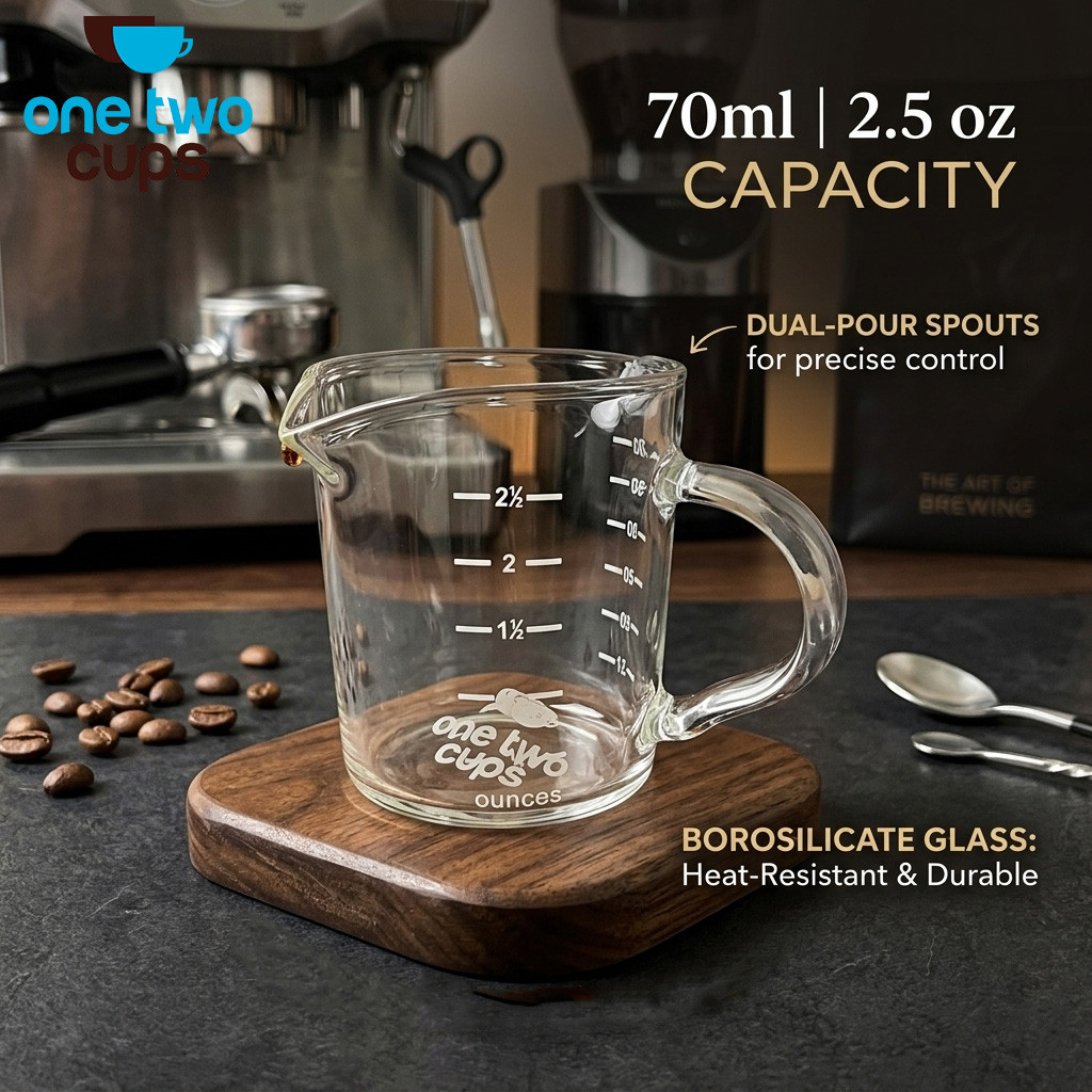 One Two Cups Teko Cangkir Gelas Kopi Takaran Tahan Panas 70ml - A00313 [Garansi Original]