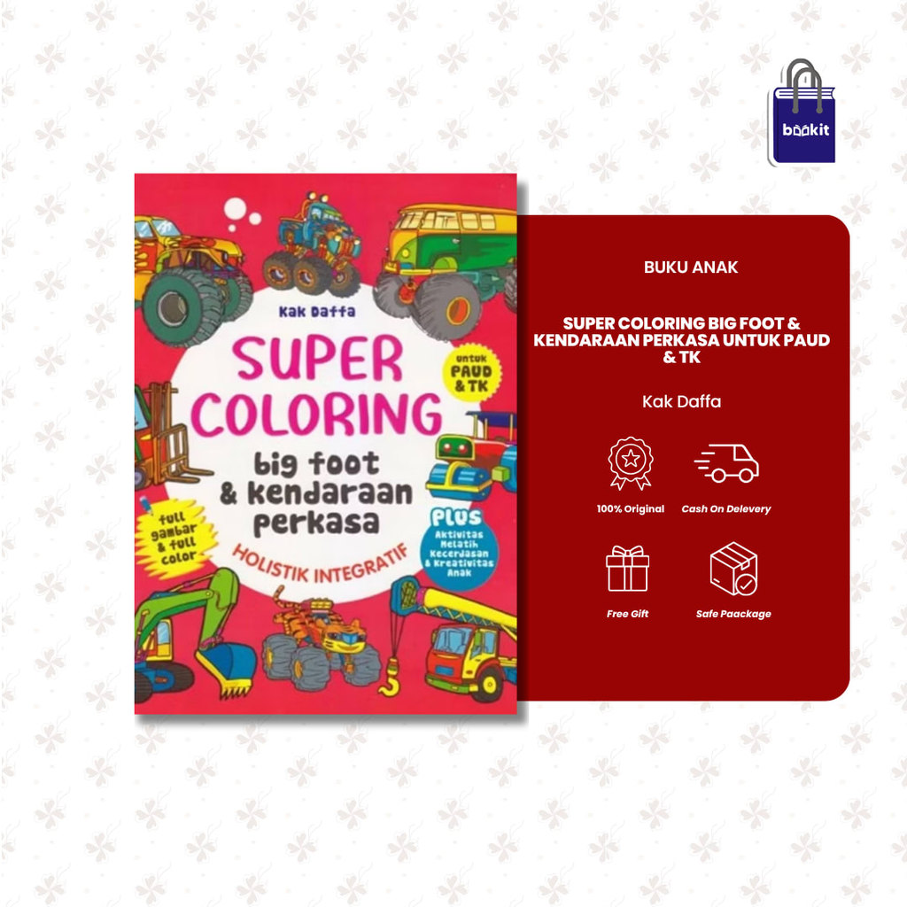 Bookit Store | Buku Anak - Super Coloring Big Foot & Kendaraan Perkasa Untuk Paud & Tk by Kak Daffa