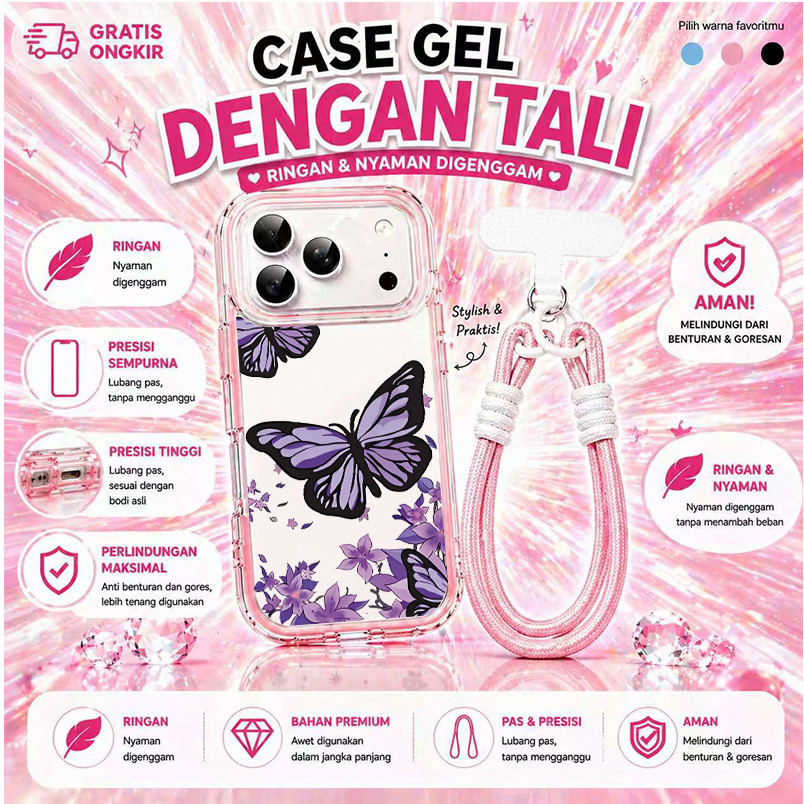 Ungu Elegan Kupu-Ungu Case Realme Note 80 70 C85 Pro C75X 60X Case