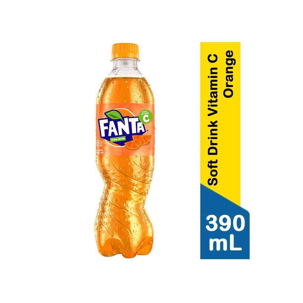 Fanta Rasa Jeruk Minuman Soda Botol PET 390 ml - Isi 12 Botol (1 Dus)