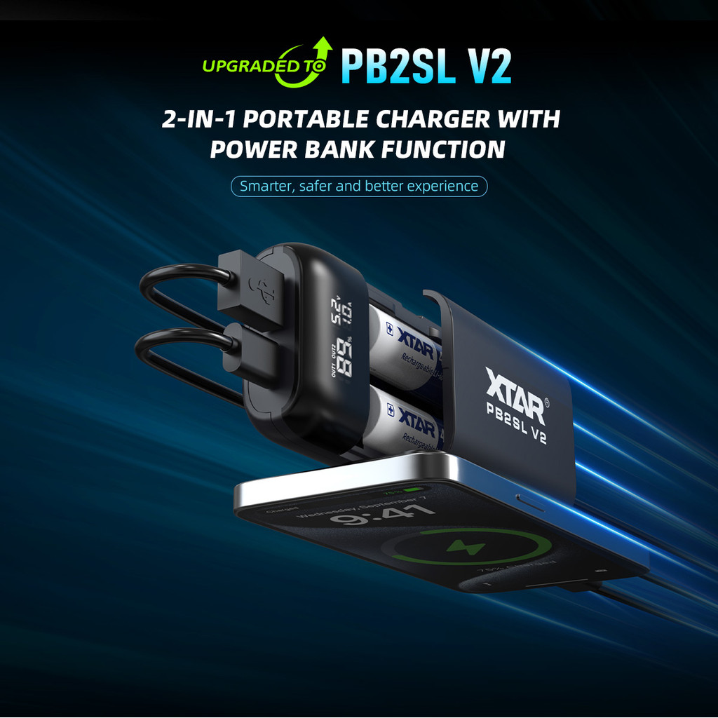- XTAR Charger Baterai 2 Slot 18650 21700 Li-Ion Power Bank LCD Display - PB2SL V2 -