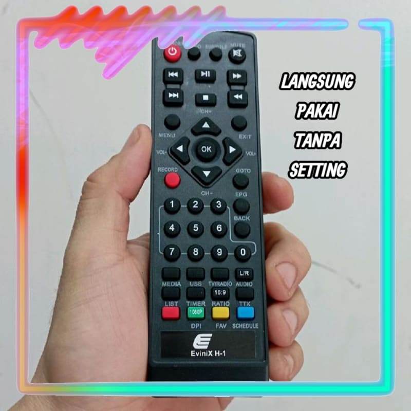 Remot Remote STB DVB-T2 Pengganti Tanpa Setting Evinix H1-264 H-Neo H1-Max Set Top Box Digital TV (L