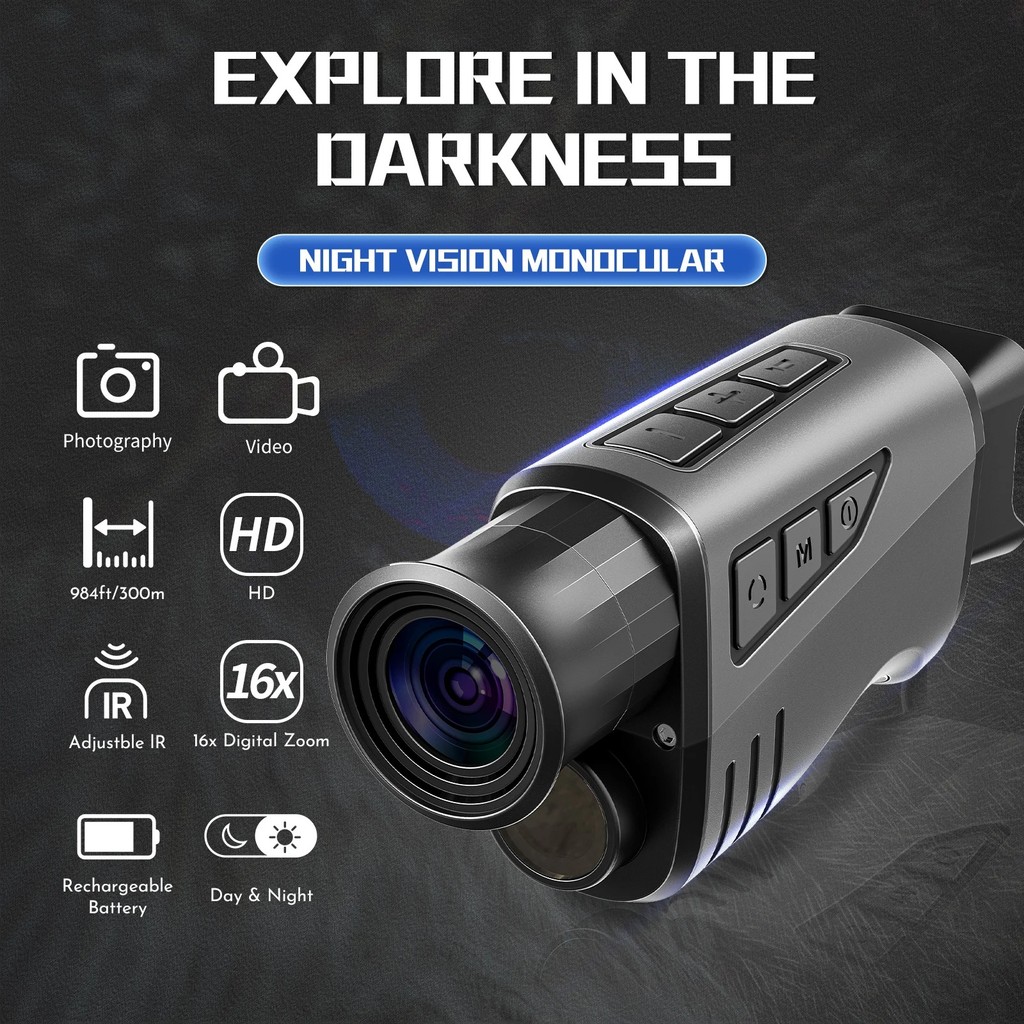 Teropong Monocular Digital Night Vision 16x Zoom 1080P 1500mAh  - 7CTHGOBK