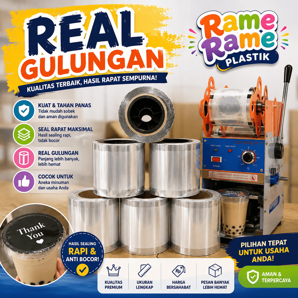 Seal Cup Plastik Polos 1000 & 2000 Cup | Tutup gelas teh | kopi | tutup gelas plastik | Plastik Lid 