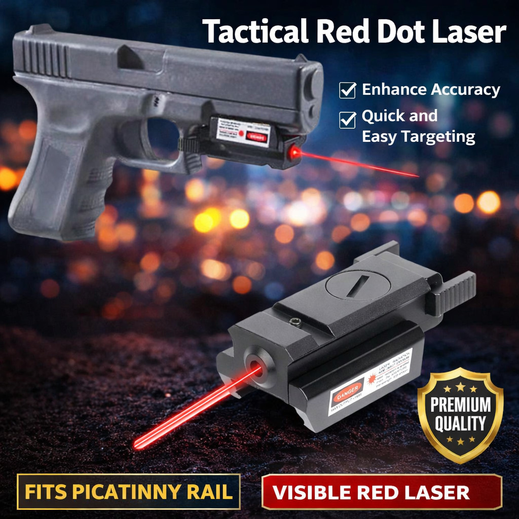 Aksesoris Laser Merah Airsoft Gun Rail 20mm Picatinny Metal Bidik Akurasi Titik Merah Pistol Glock U
