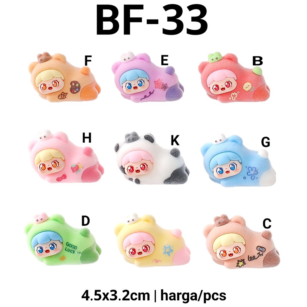 BF-33 Resin clay goody bag manyue decoration 3d diy migo animal bludru velvet merah coklat hijau ung