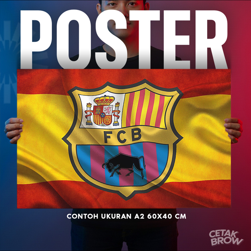 Poster FC Barcelona Mes Que Un Club Motto Hiasan Dinding Kamar Minimalis Dekorasi Dinding Keren Art