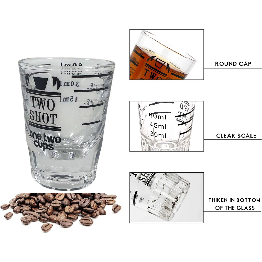 One Two Cups Gelas Kopi Espresso Shot Measuring Cup Two Shot 60ml - MD19