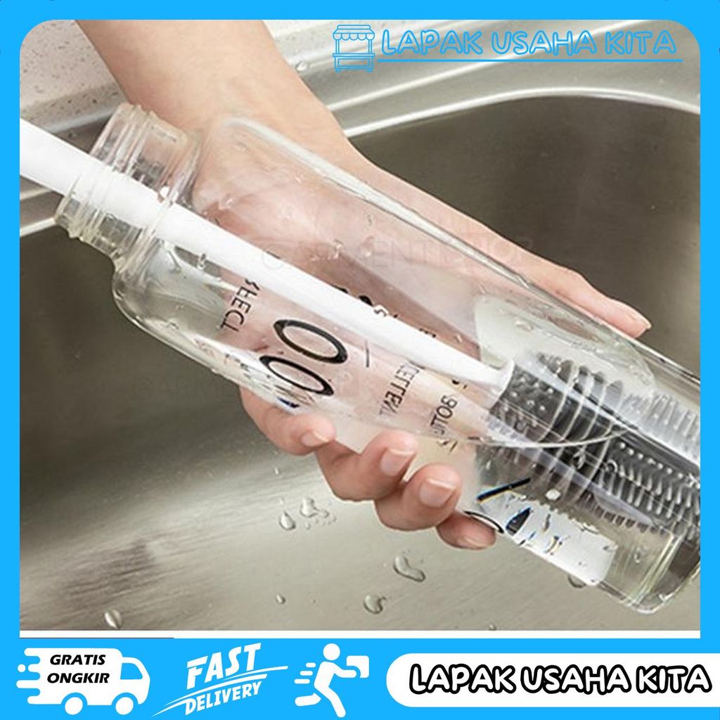 SIKAT BOTOL GELAS SILIKON GAGANG PANJANG PEMBERSIH ALAT RUMAH TANGGA ANTI BAKTERI SILICONE PRIVASI A