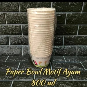 Paper Bowl Motif Ayam 23 oz/ Paper Bowl Ayam 650 PER SLOP