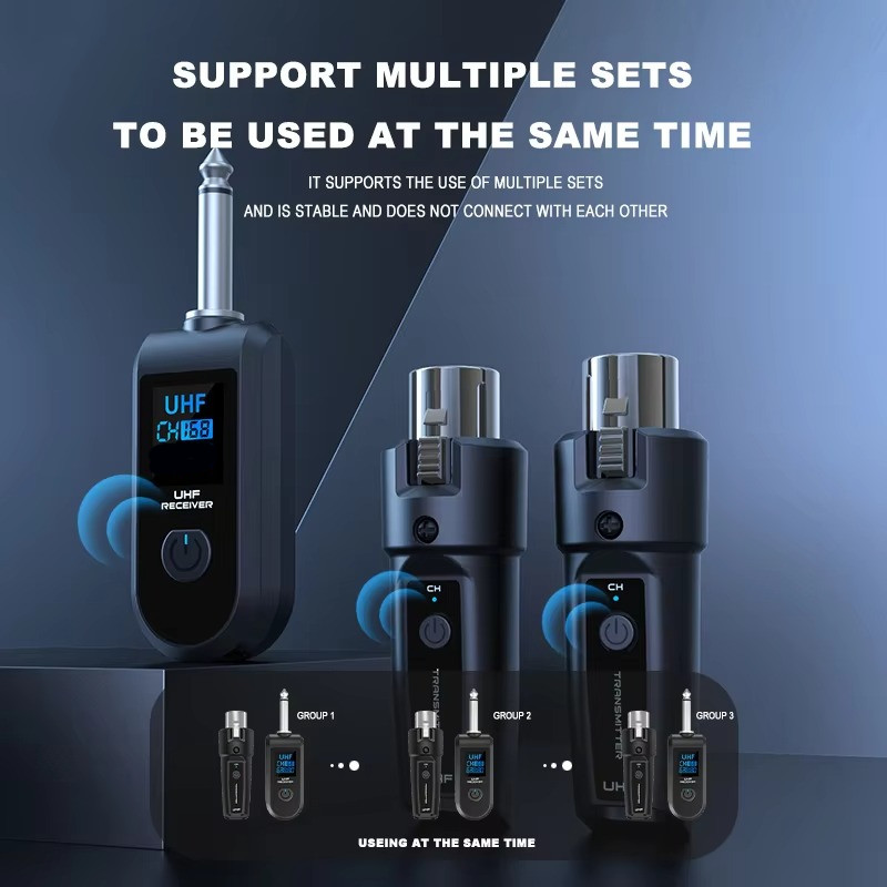 Transmitter Mic Wireless 1 Pair Receiver UHF XLR Rechargeable WTU-03 Universal Murah High Quality