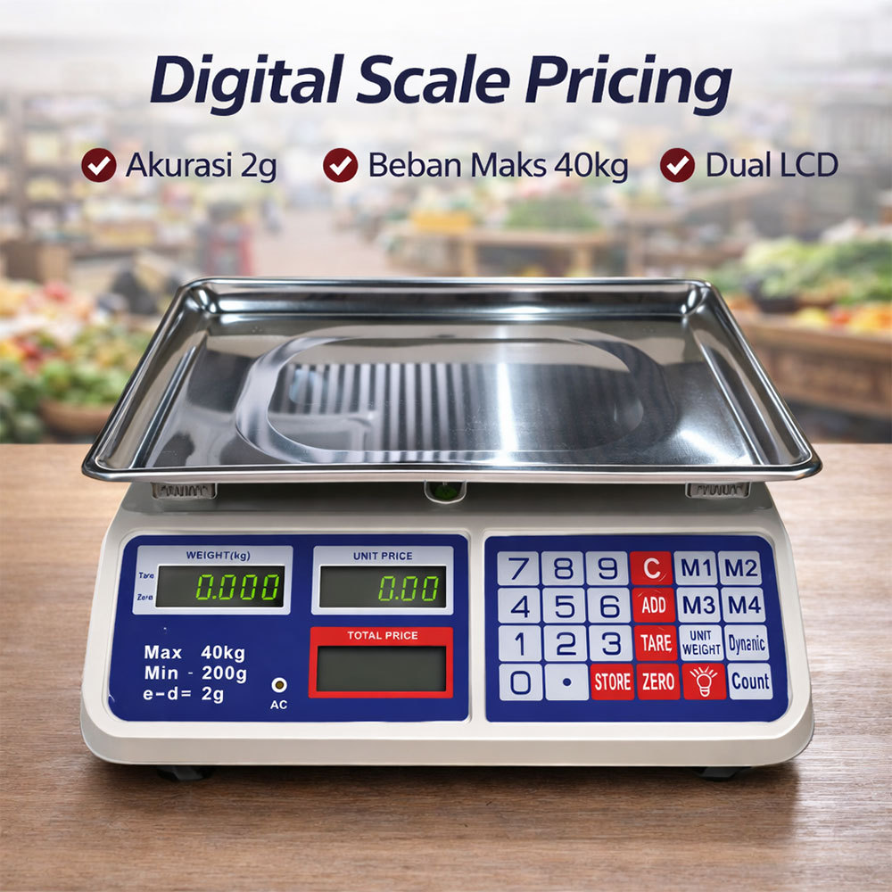 ORI Changxie Timbangan Buah Harga Digital Scale Pricing Dual LCD 40kg - 530