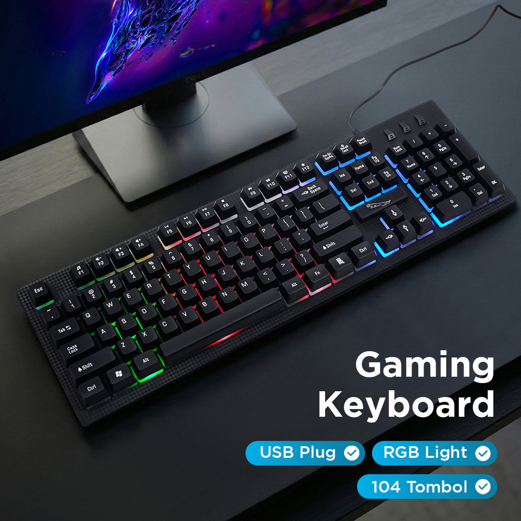 Leopard Gaming Keyboard RGB LED Mechanical Feel USB Wired 104 Keys - G20