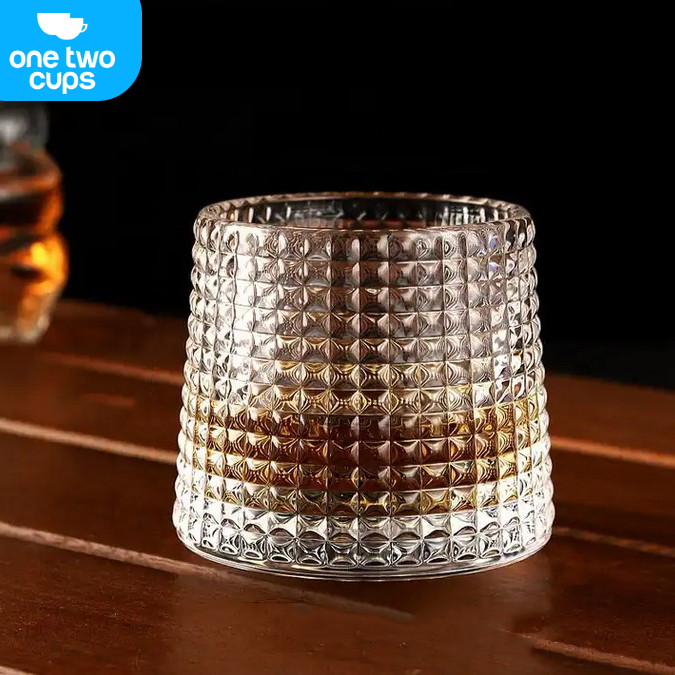 One Two Cups Gelas Whisky Crystal Spinning Wobble Rock Glass 150ml - YJ101