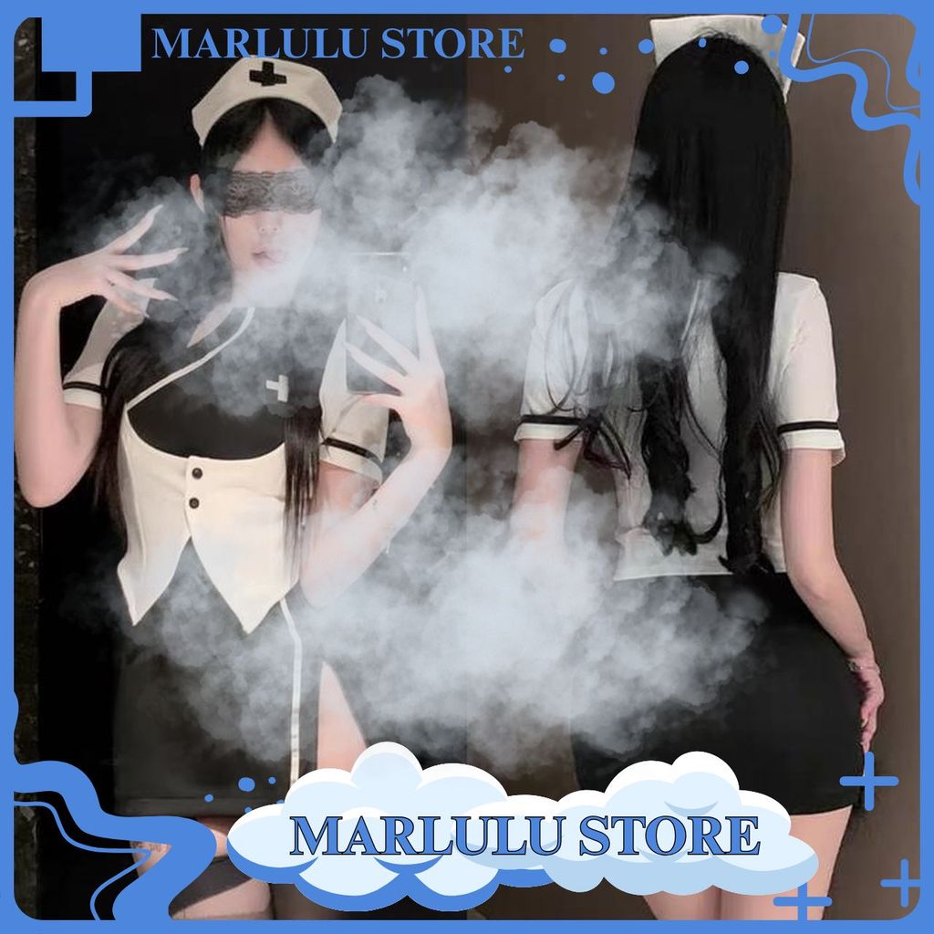 MARLULU STORE MS619 LINGERIE MINI DRESS COSPLAY NURSE WANITA / BAJU KOSTUME HALLOWEN SET / NIGHTGOWN