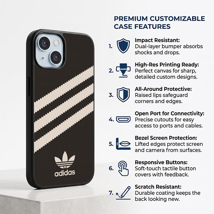 Case Casing iPhone 18 17 16 15 14 13 12 11 XR Pro Max Mini Air Plus Adidas Minimal Cream Luxe AH0714