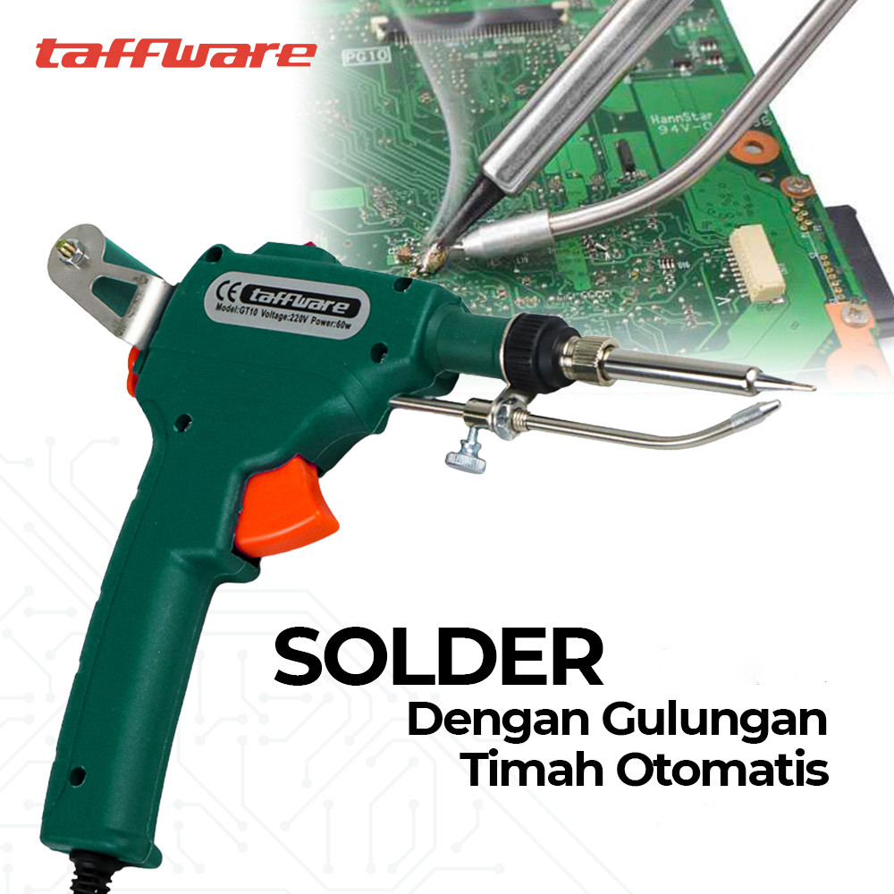 Solder Tembak Otomatis 60W Panas Cepat Pengatur Timah Las Listrik Elektronik Taffware GT-10