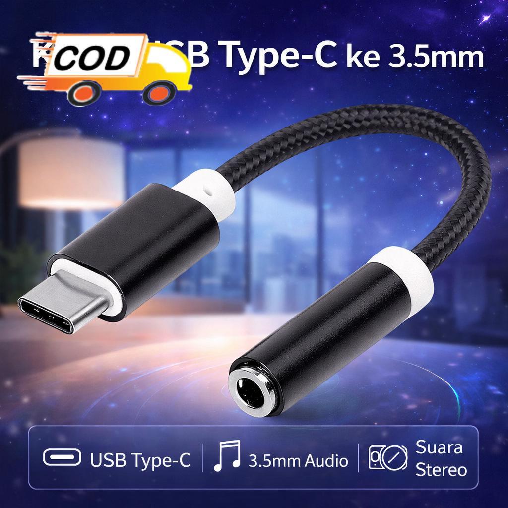 Kabel USB Type C ke 3.5mm Adaptor Jack Audio Sambungan Headset Konverter Earphone Dongle untuk Hp ta