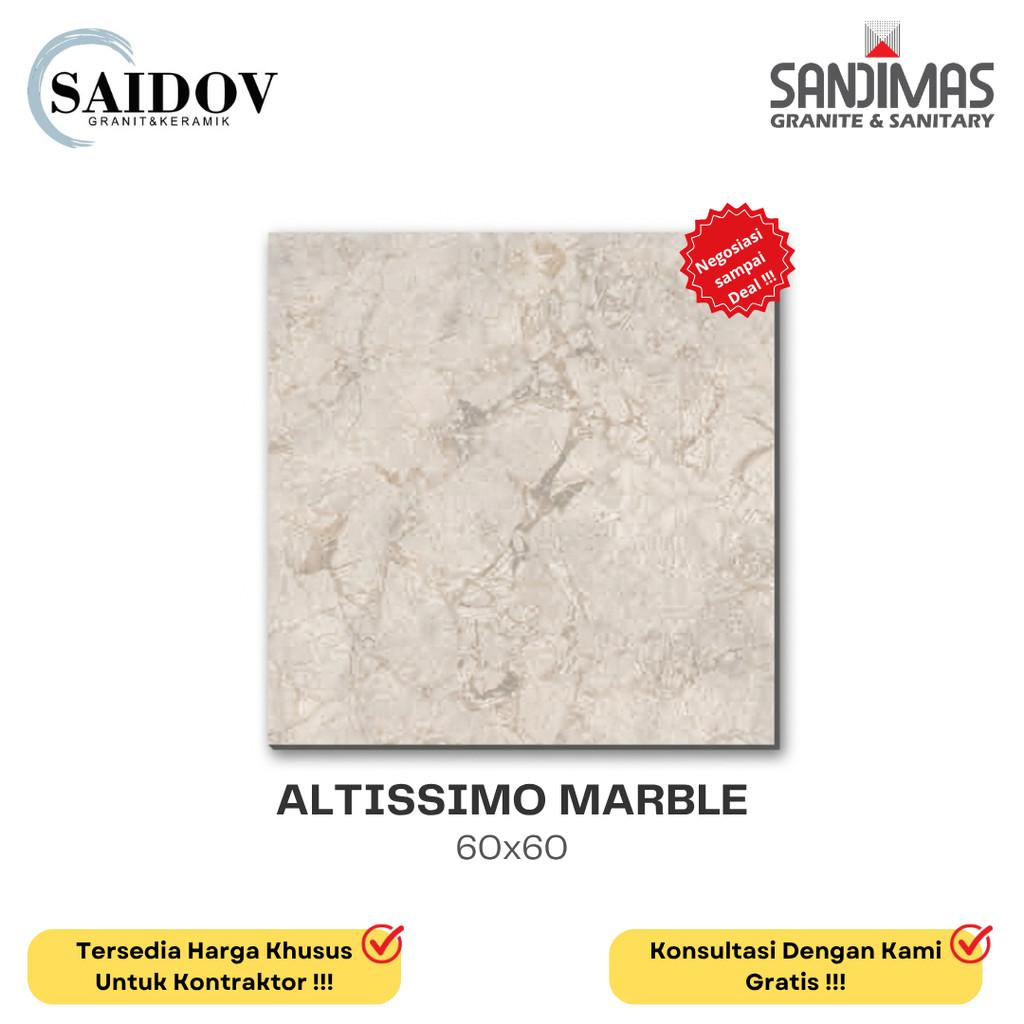 SANDIMAS LANTAI GRANIT ALTISSIMO MARBLE 60X60 POLISHED