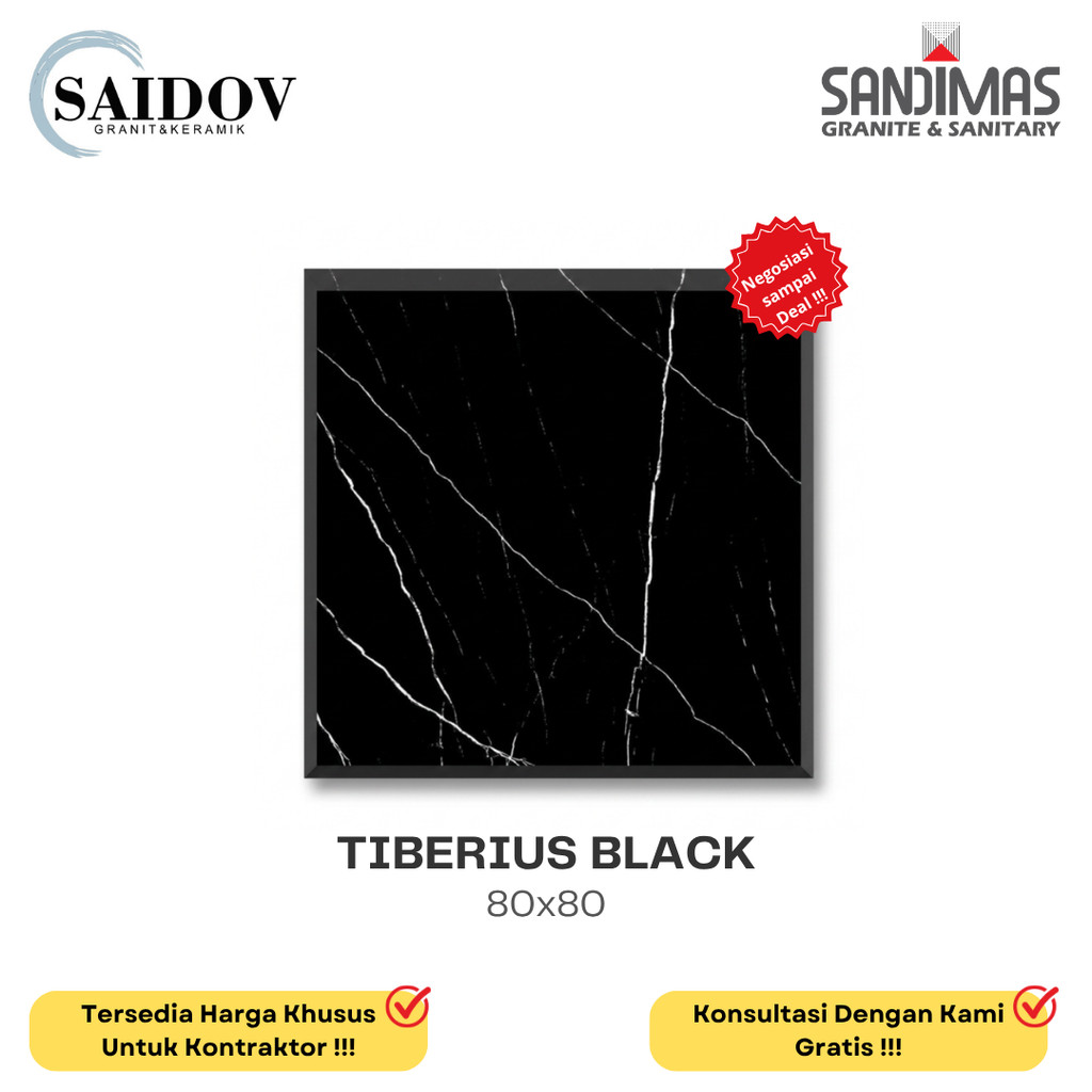 SANDIMAS LANTAI GRANIT TIBERIUS BLACK 80X80 POLISHED