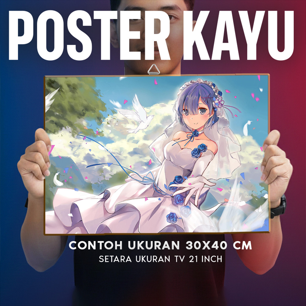 Poster Kayu Rezero Anime Dekorasi Dinding Cafe Kado Hadiah Otaku Pecinta Anime Isekai Jepang